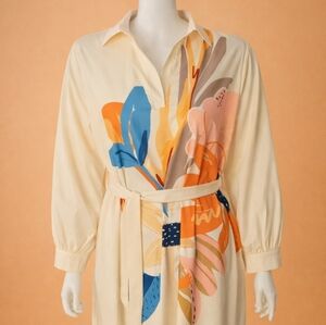 Floral Print Cream Dress